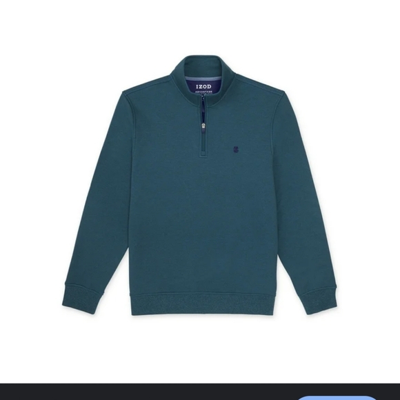NWT IZOD Men's French Rib Quarter Zip Sweater Legion Blue Size XL - Picture 3 of 5